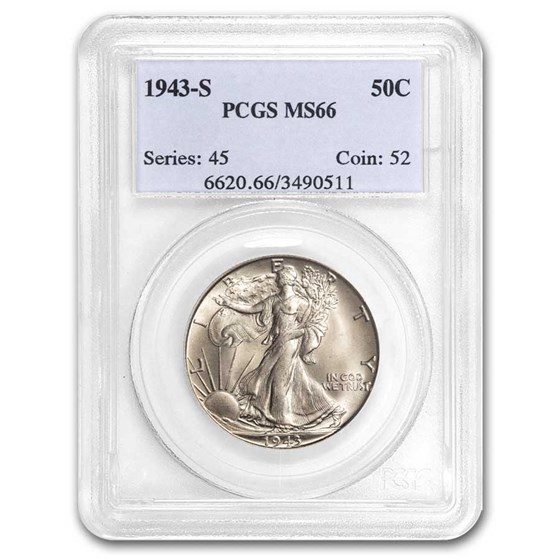 1943-S Walking Liberty Half Dollar MS-66 PCGS 1943-S Walking Liberty Half Dollar MS-66 PCGS